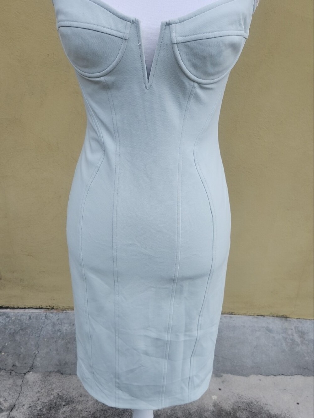 Alexander Wang Mint Green Midi Bodycon Dress with V-Notch Bust - Picture 4 of 11